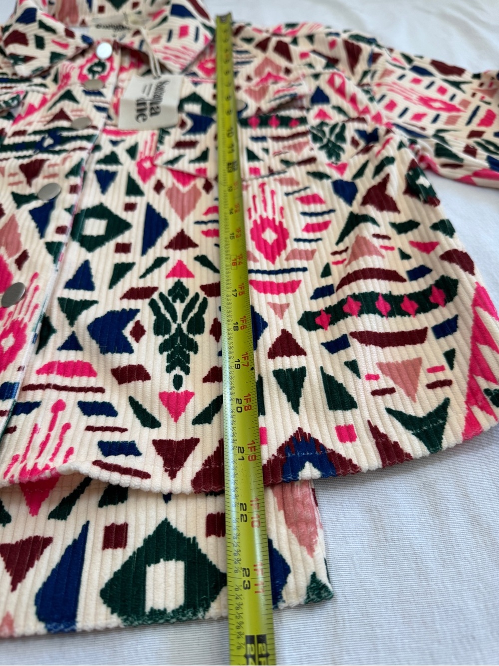 Savanna Jane Women’s Medium Aztec Print Corduroy Jacket High Low Shacket NWT - Picture 4 of 7